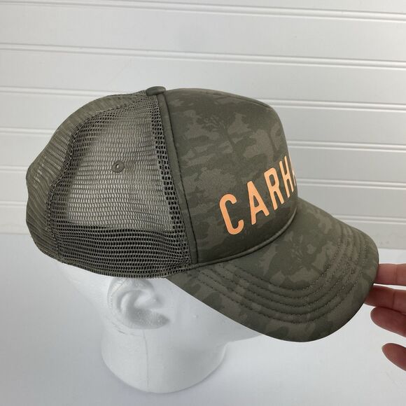 Carhartt Snapback Trucker Hat Burnt Olive Green Camouflage Adjustable Mesh Back - Picture 4 of 8